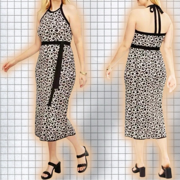 NWT Diane von Furstenberg for Target ‘Halter Tie-Neck Neutral Poppy Dress’ Sz L - Picture 1 of 16